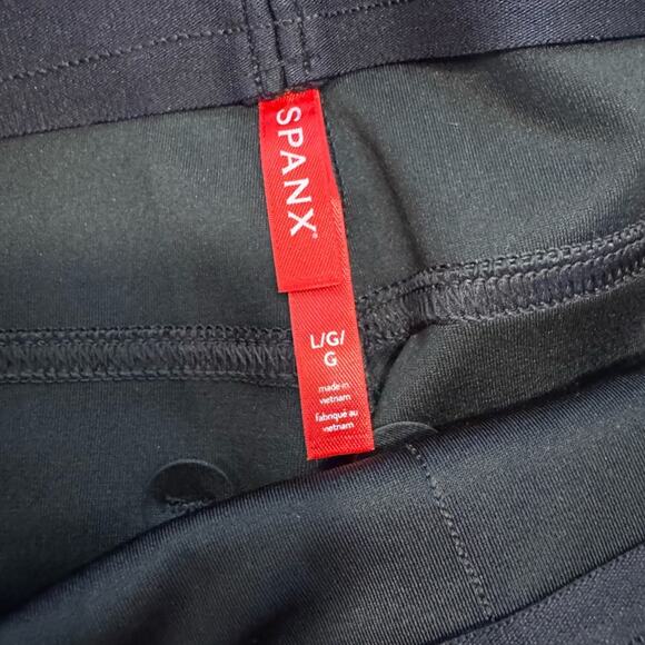 Spanx Faux Leather Ankle Skinny Leggings Black Shaping Control Women's Large - Picture 3 of 6